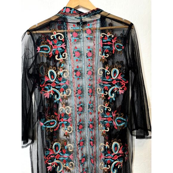 Scully Black Sheer Embroidered Blouse - Picture 4 of 8